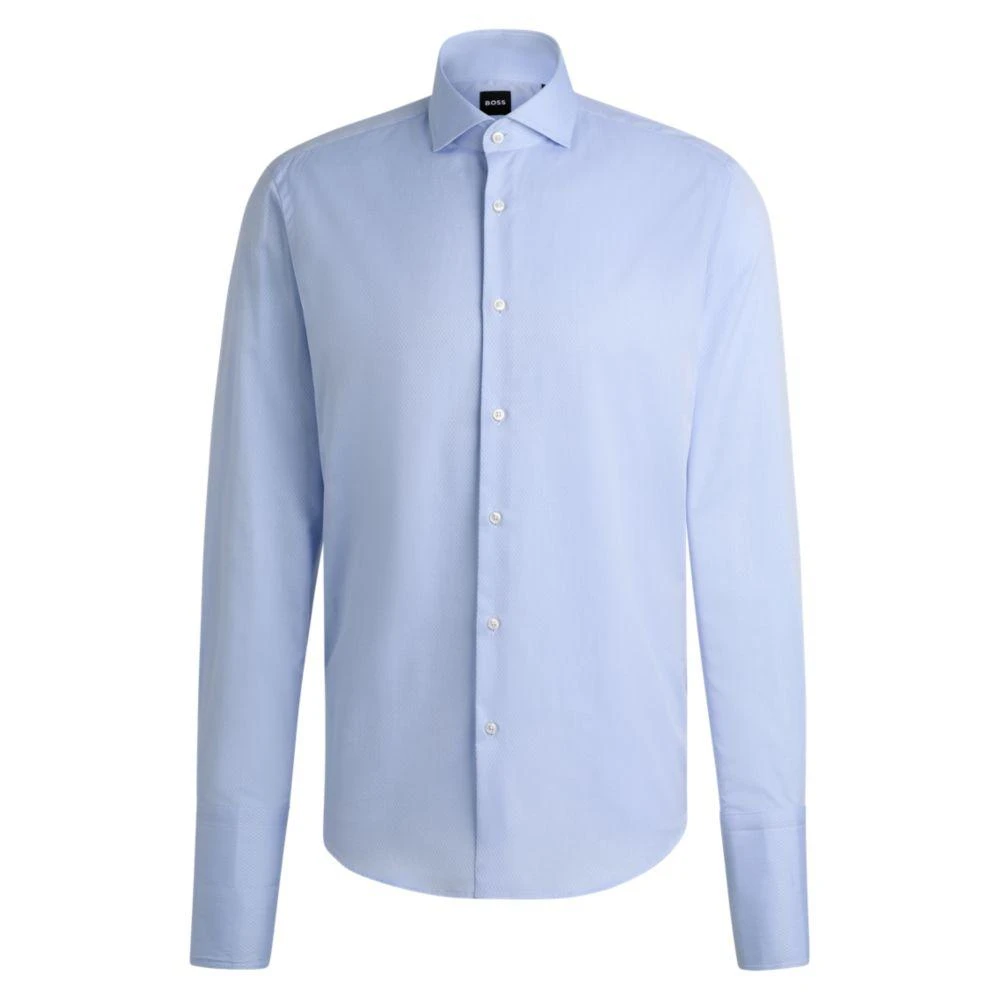 Hugo Boss Regular-fit shirt in structured cotton with double cuffs 1