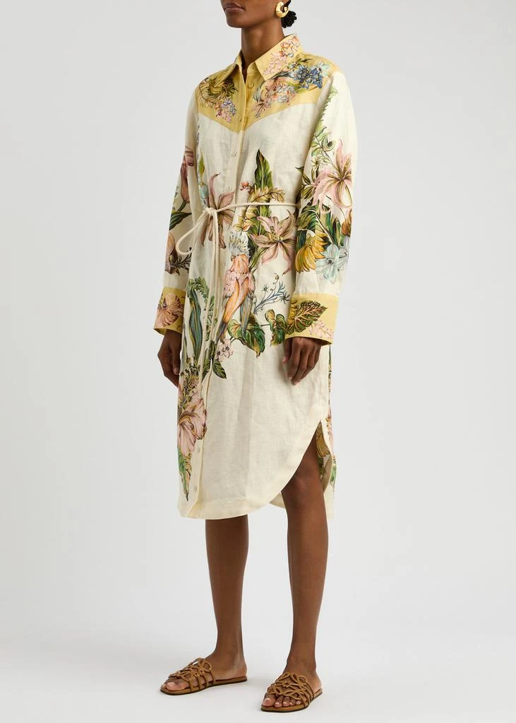 ALEMAIS Oleander printed flax midi shirt dress 2