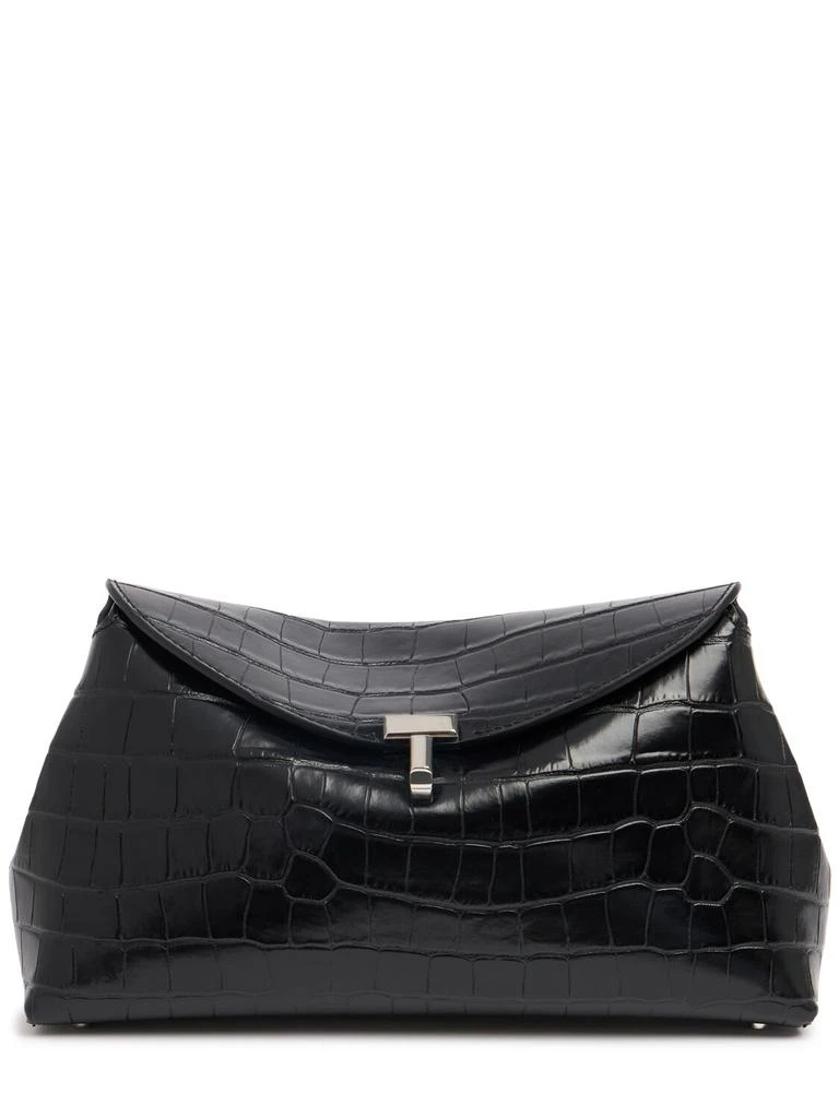 Totême T-lock Croc Embossed Leather Clutch 1