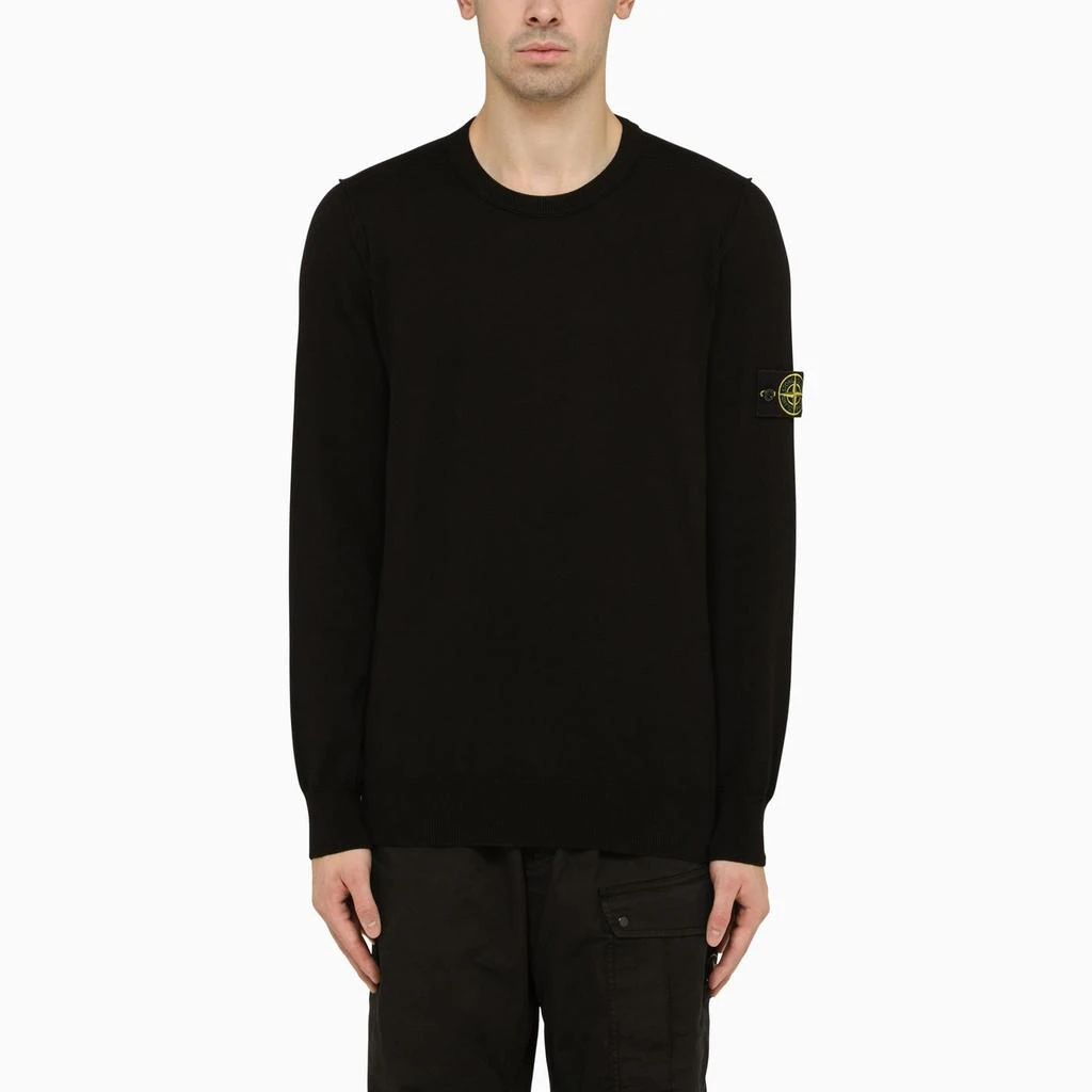 Stone Island Black Crew-neck Pullover With Logo 1