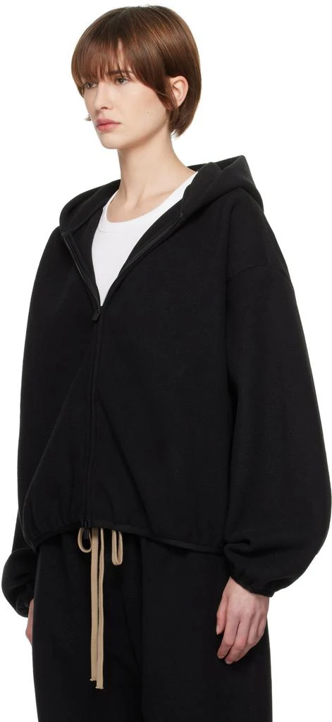 Essentials Black Brushed Hooded Bomber Jacket 4