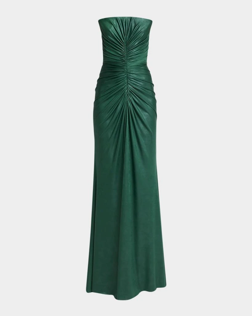 Elie Saab Strapless Ruched Coated Jersey Gown 1