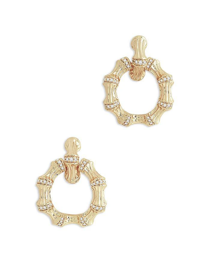 Anabel Aram Sculpted Bamboo Double Hoop Earrings in 18K Gold Plated 1