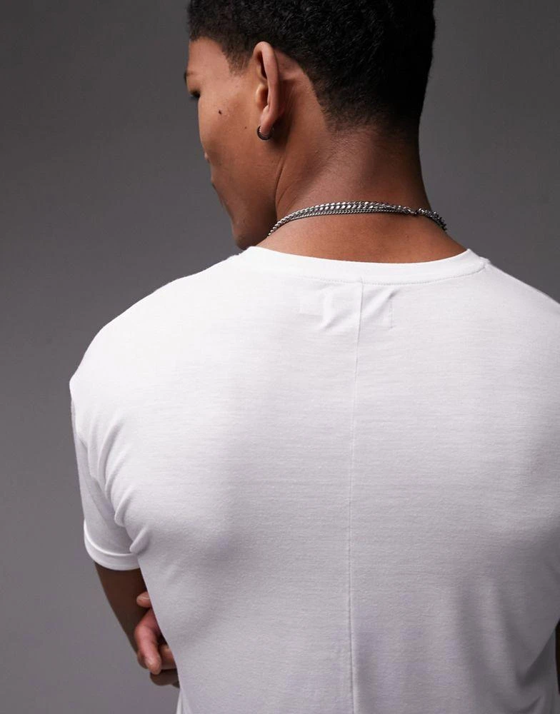 Topman Topman longline t-shirt in white 2