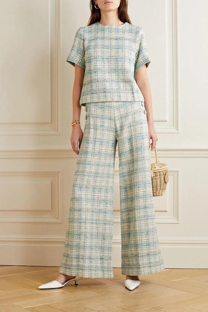 LISA MARIE FERNANDEZ Sailor checked cotton-blend tweed wide-leg pants 2