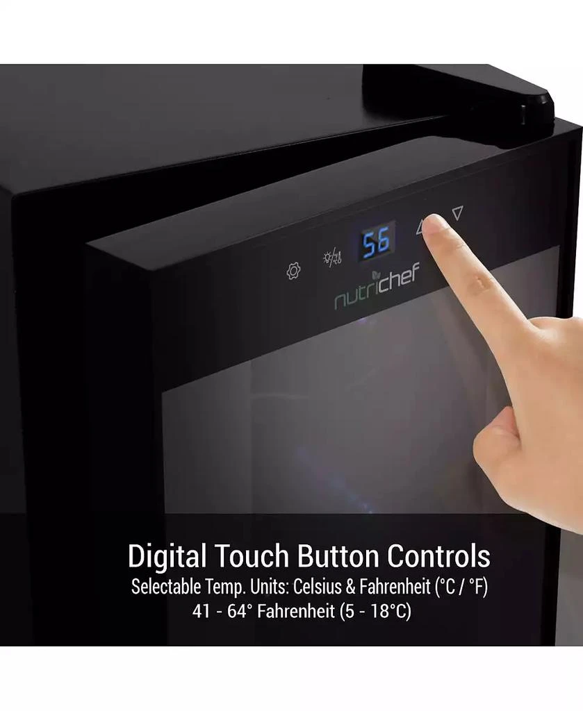 NutriChef Home Wine Cooler Fridge - Smart Wine Cooler Chilling Refrigerator with Digital Touchscreen Control, Adjustable Temp (12 Bottle Storage Capacity) 2