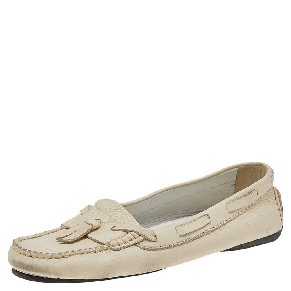 Chanel Chanel Cream Leather Slip on Loafers Size 38.5 1