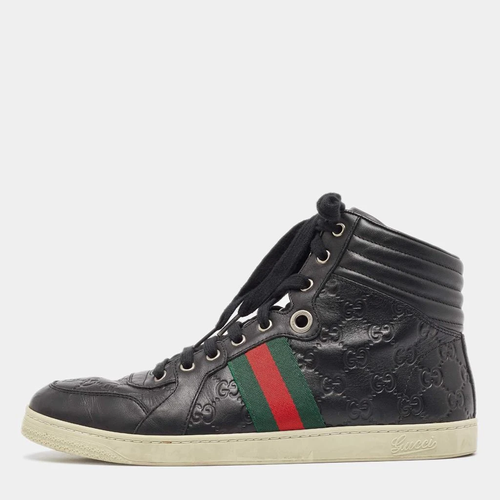 Gucci Gucci Black Guccissima Leather Web High Top Sneakers Size 43 1