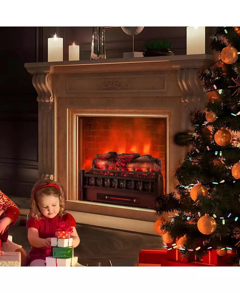 SUGIFT 20 Inch Electric Fireplace Heater with Realistic Pinewood Ember Bed 2