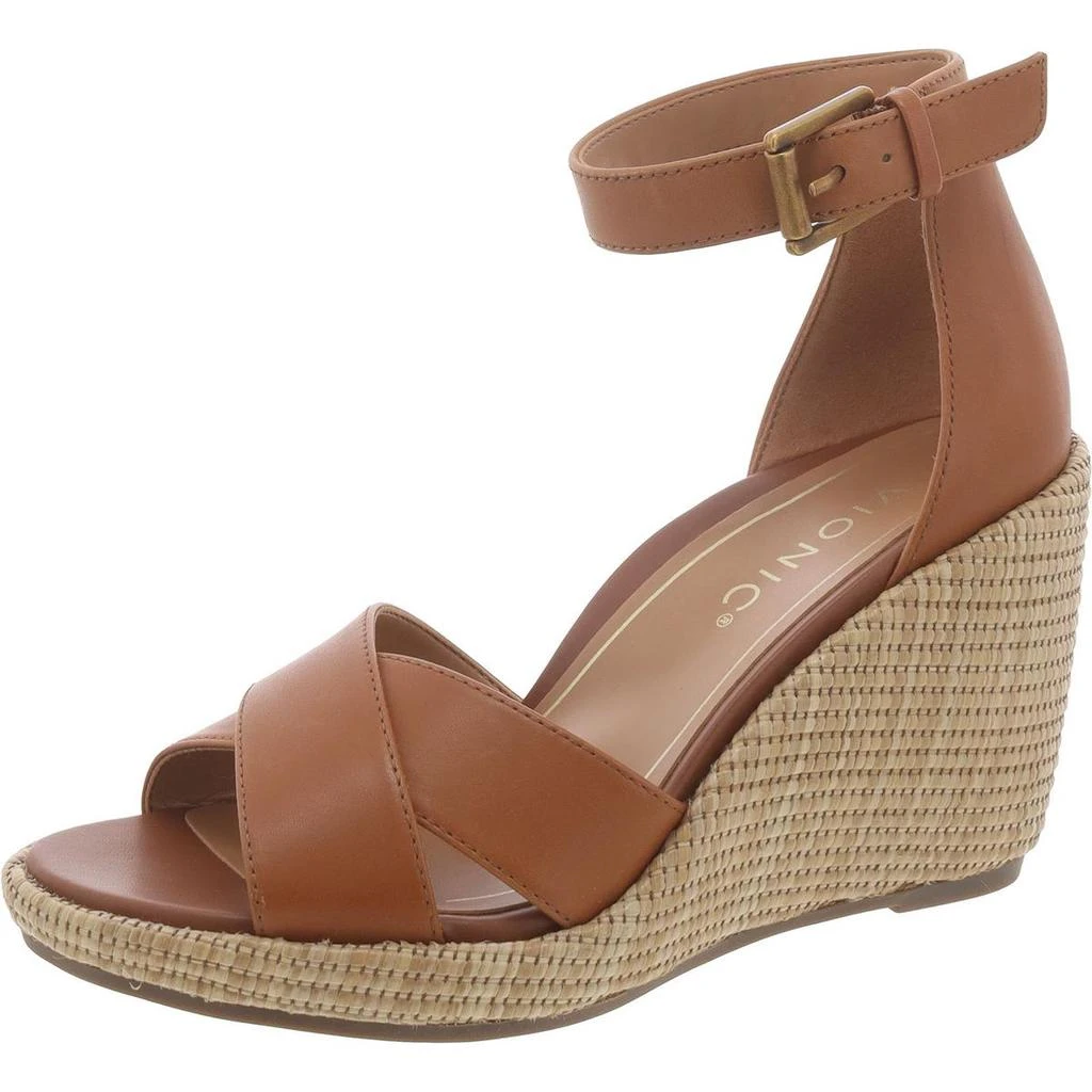 VIONIC Marina Womens Leather Platform Wedge Sandals 8