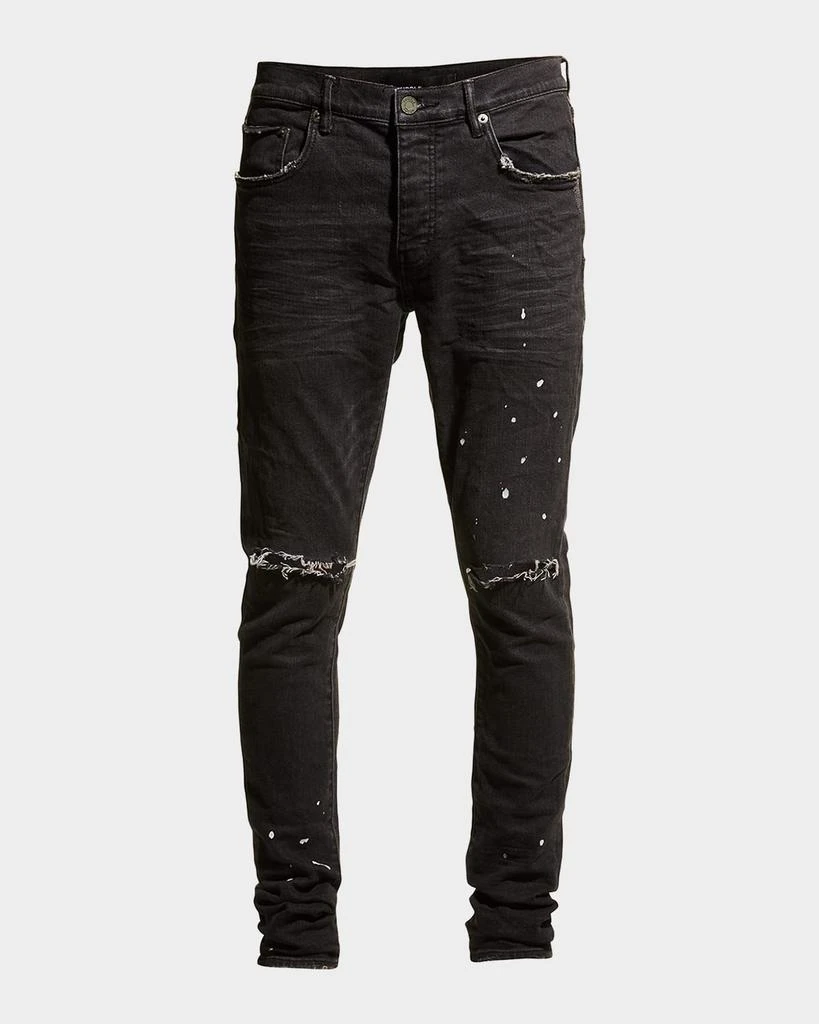 PURPLE Men's P001 Black Overspray Skinny Jeans 1