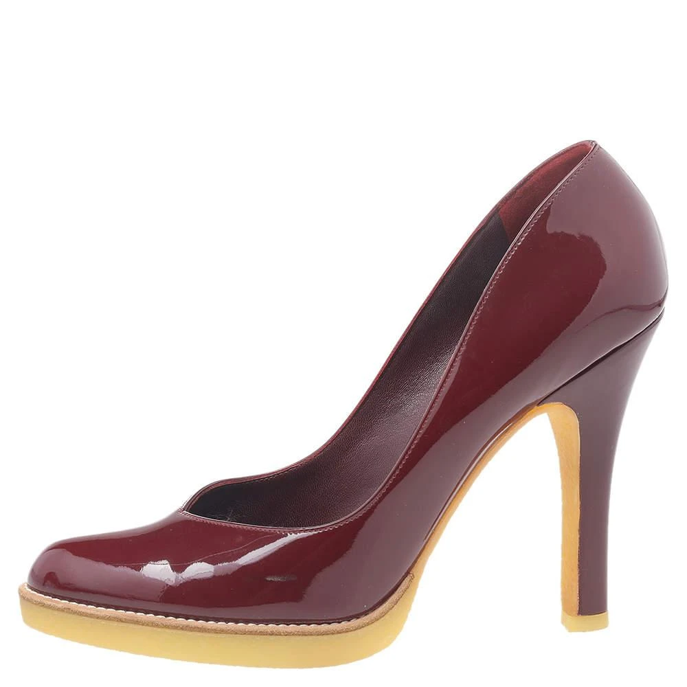 Gucci Gucci Burgundy Patent Leather Round Toe Pumps Size 37.5 2