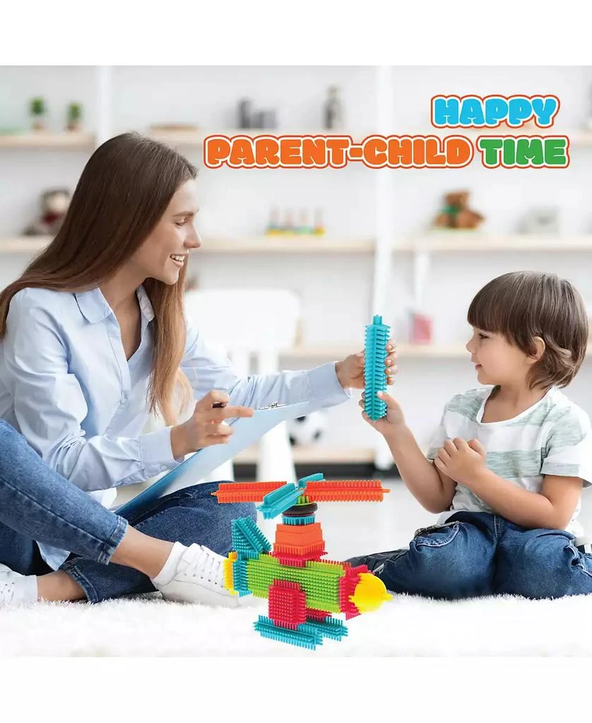 Contixo Stem Building Toys, 244 Pcs Bristle Shape 3d Tiles Building Set Construction Learning Stacking For Boys 
Girls, Creative Educational Sensory Play Blocks Kit For Kids At Ages 3-8 2