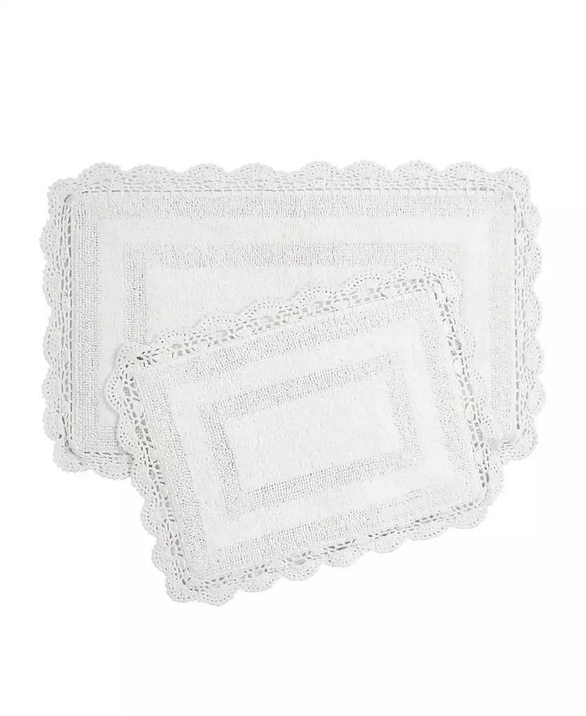 Laura Ashley Crochet Reversible Cotton 2-Pc. Bath Rug Set 1