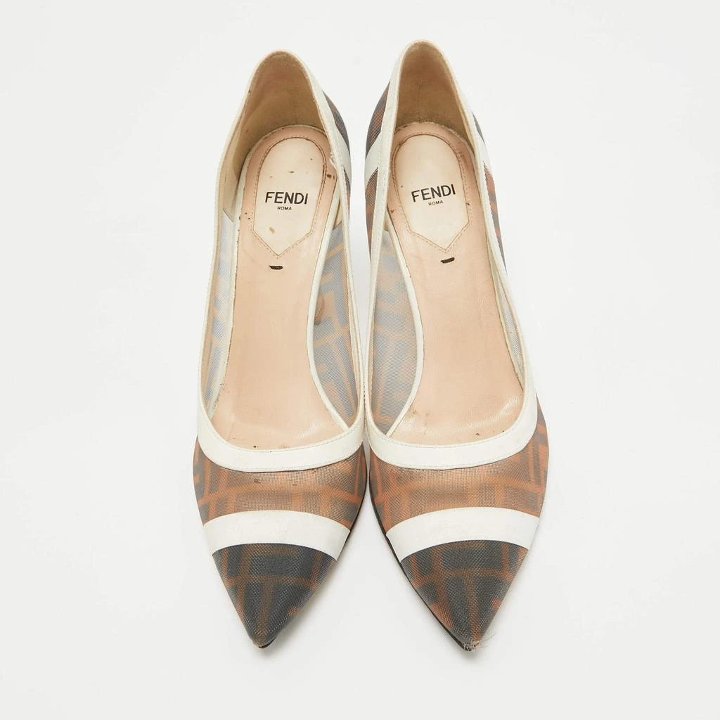 Fendi Fendi Brown/Cream Mesh and Leather Colibri Pumps Size 38 3