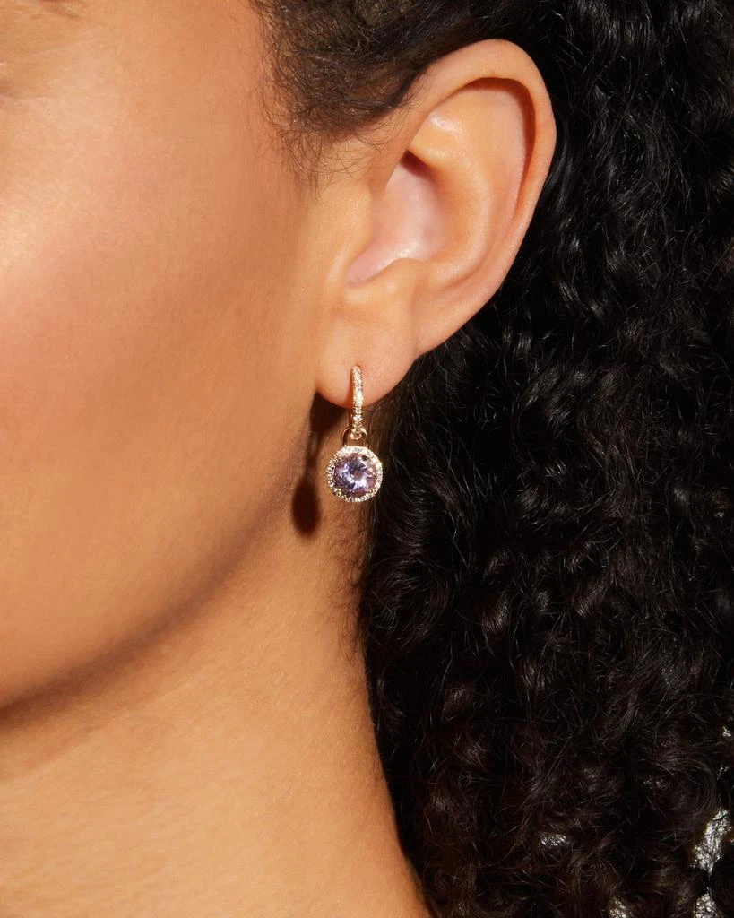 Kiki McDonough Grace Lavender Amethyst and Diamond Round Mini Drop Earrings in Yellow Gold 2