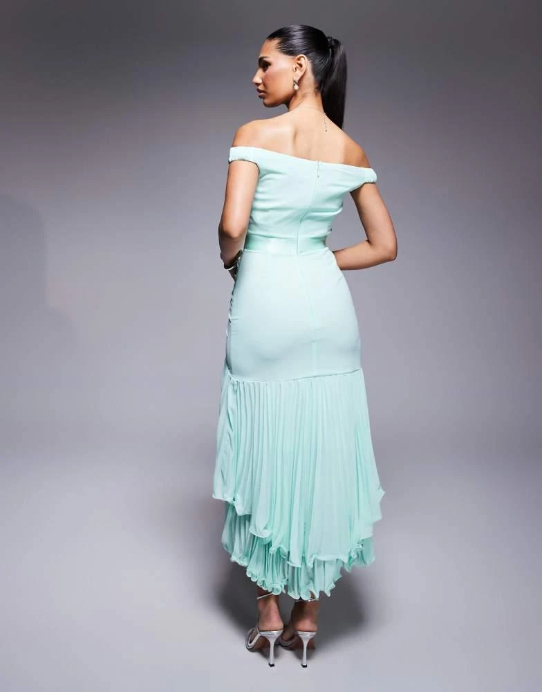 white christmas dresses Chiffon Bardot Cowl Neck Maxi Dress - Sagegreen