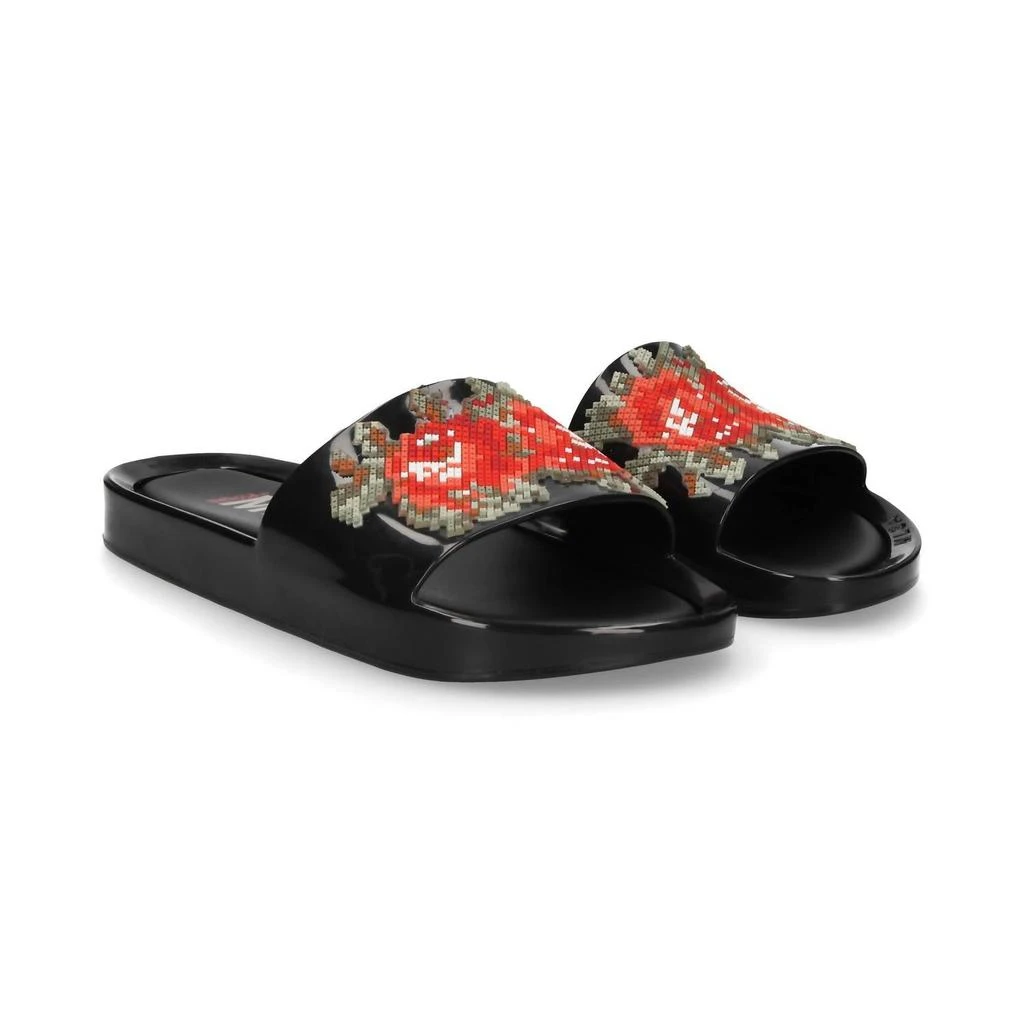 Melissa Women's Flower Beach Slide In Black Onyx 1