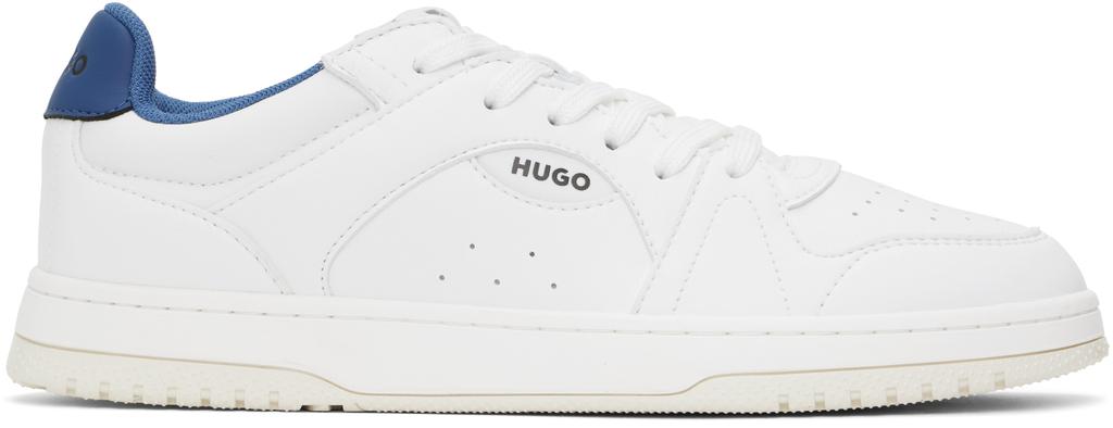Hugo Boss White Faux-Leather Logo Sneakers