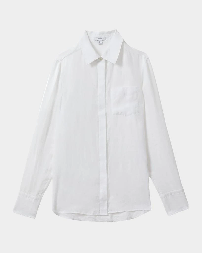REISS Belle Oversized Semi-Sheer Linen Shirt 1