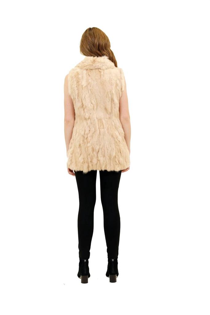 Love Token Faye Spread Collar Genuine Real Rabbit Fur Vest