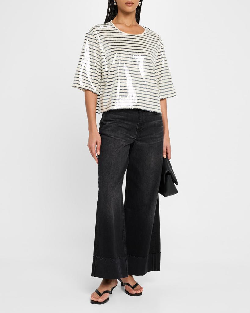 Marella Gardone Boxy Striped Sequin Tee