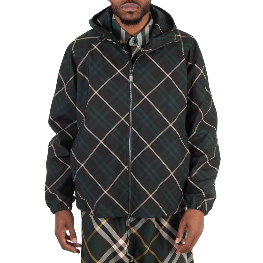 Shop Burberry Check-Pattern Hooded Jacket on Sale at BeyondStyle