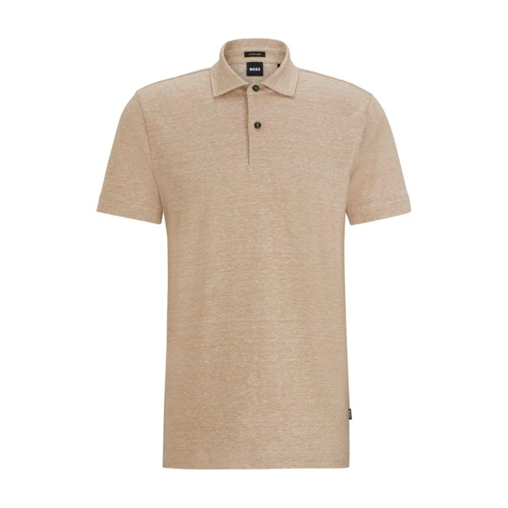 BOSS Regular-fit polo shirt in cotton and linen 1