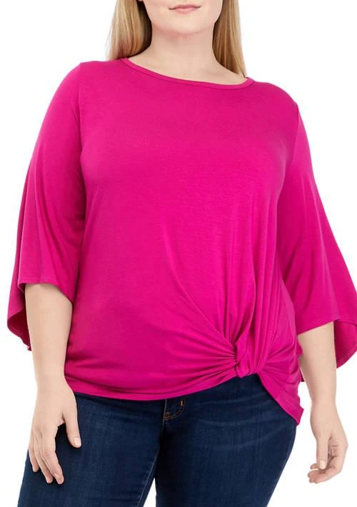 Karen Kane Kane Plus Size Elbow Flare Sleeve Side Knot Top 1