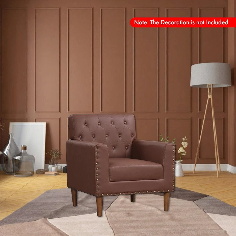 Hivvago Vintage Style Accent Chair with Tufted Upholstery and Nailhead Trim 2