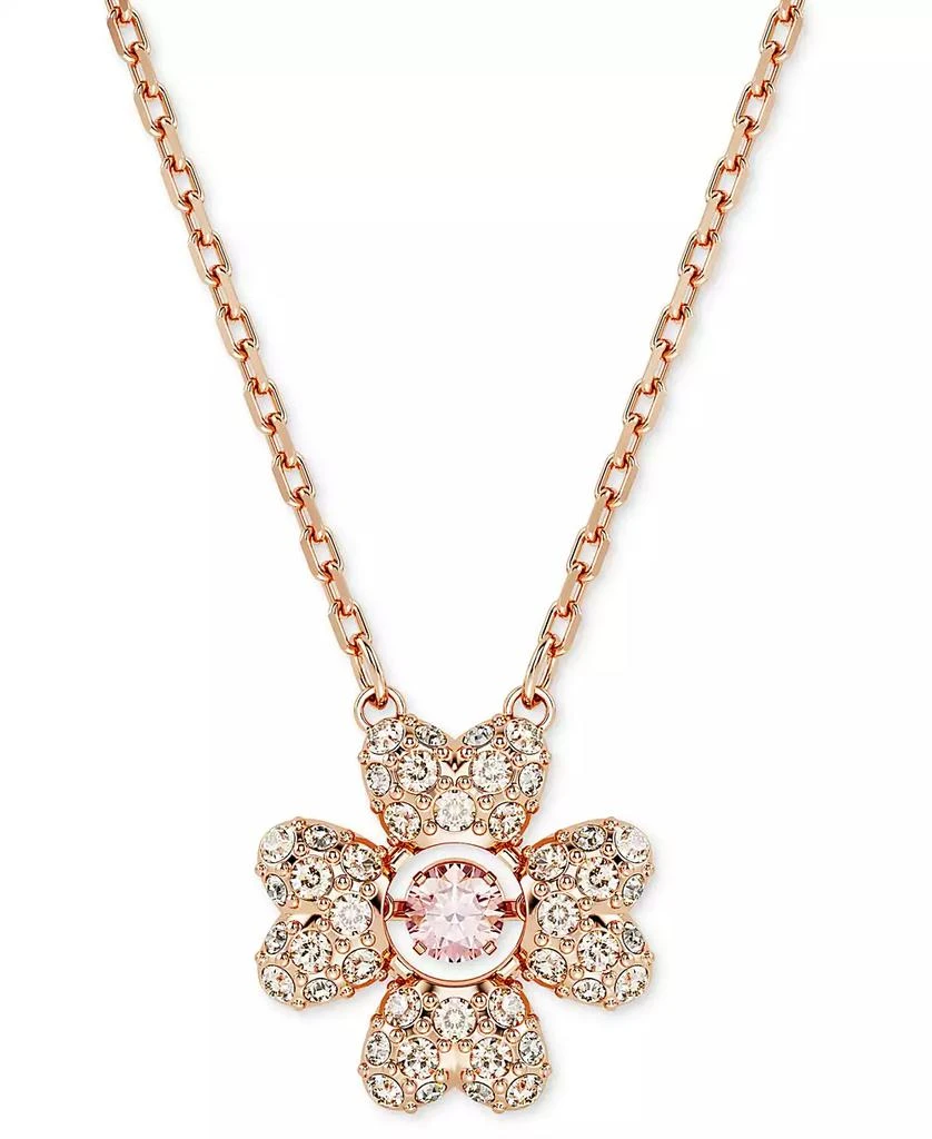 Swarovski Rose Gold-Tone Idyllia Crystal Clover Pendant Necklace, 15" + 2-3/4" extender 1