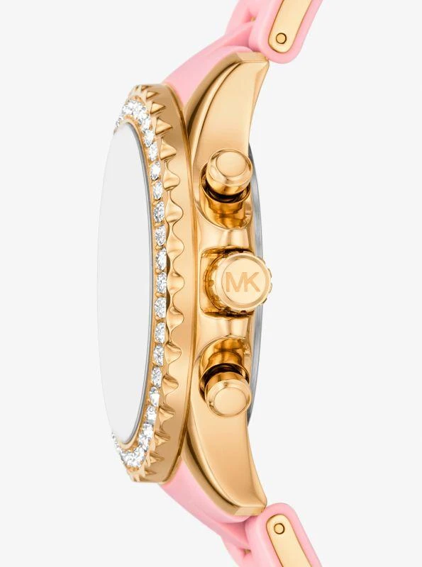 Michael Kors Oversized Everest Pavé Gold-Tone and Silicone Watch 2