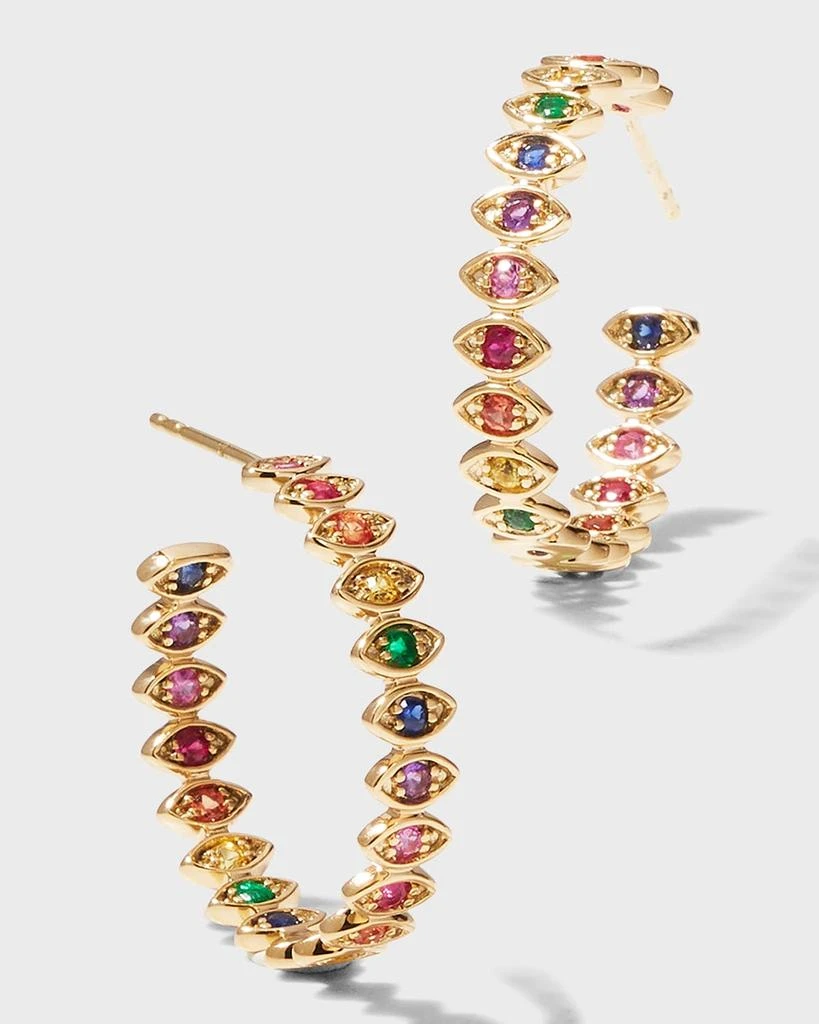 Sydney Evan Marquis Evil Eye Hoop Earrings in Rainbow, Medium 3