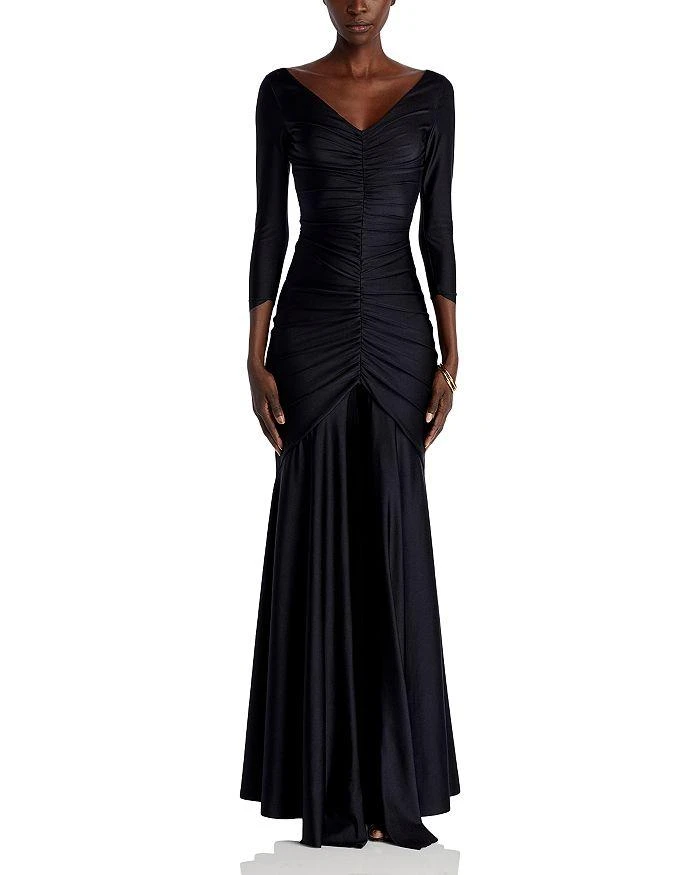 Chiara Boni Ruched Front Three Quarter Sleeve Gown 7