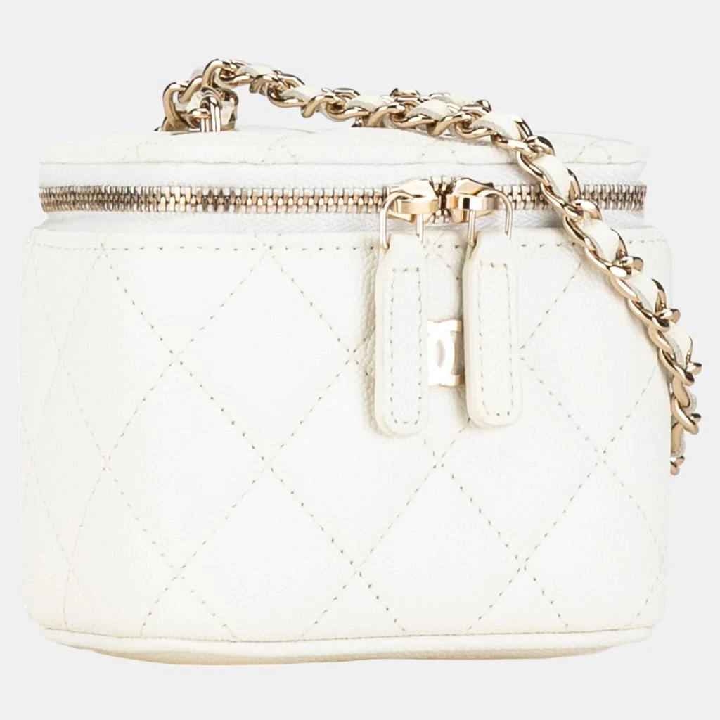 Chanel Chanel White Mini Caviar Vanity Case with Chain 2