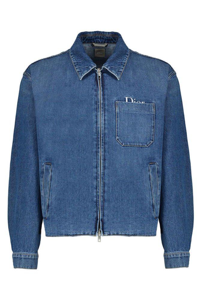 ジャケット・アウター dior homme zip up denim jacket 46 Dior Logo Homme Embroidered Zip-Up Jacket – On Sale Now with Up to