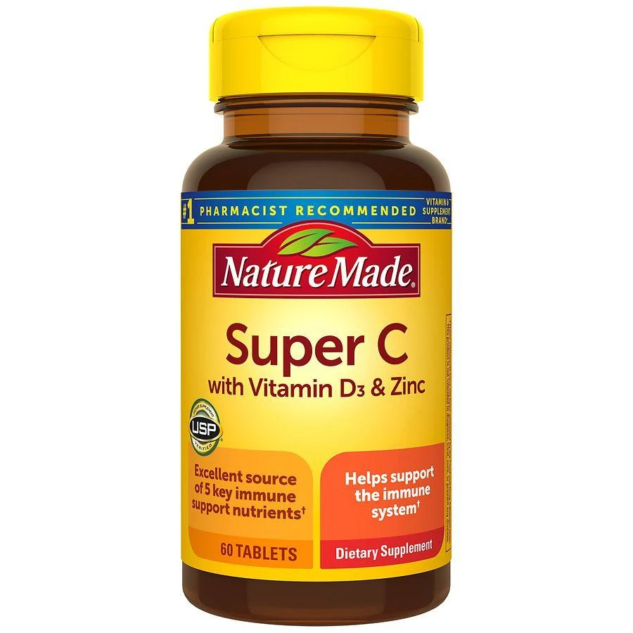 Nature Made Super C with Vitamin D3 and Zinc Tablets 1