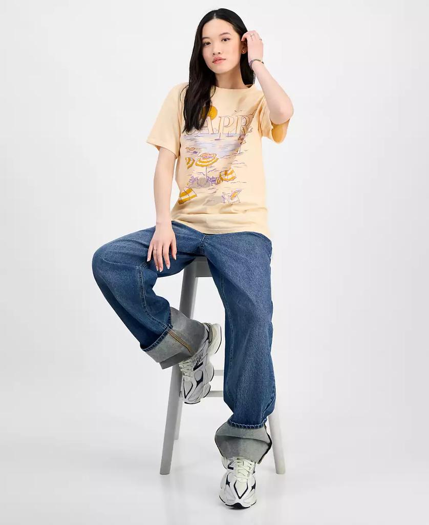 Rebellious One Juniors' Cotton Capri Beach Club Boyfriend T-Shirt