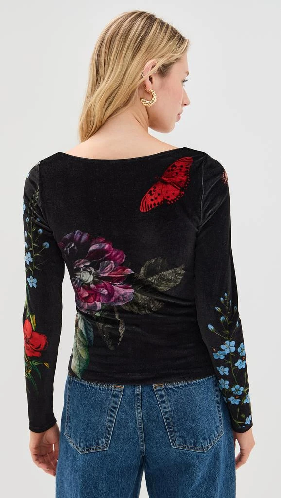 Alice + Olivia Delania Velvet Scoop Neck Top 2