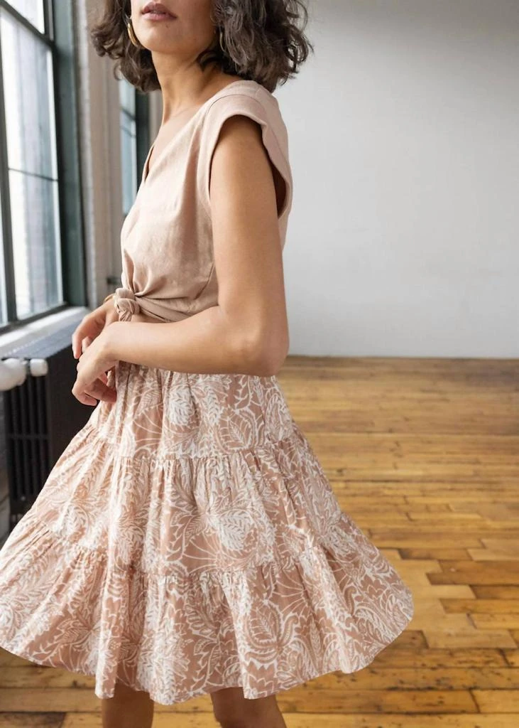 Lilla P Short Peplum Skirt In Fossil Floral Print 3