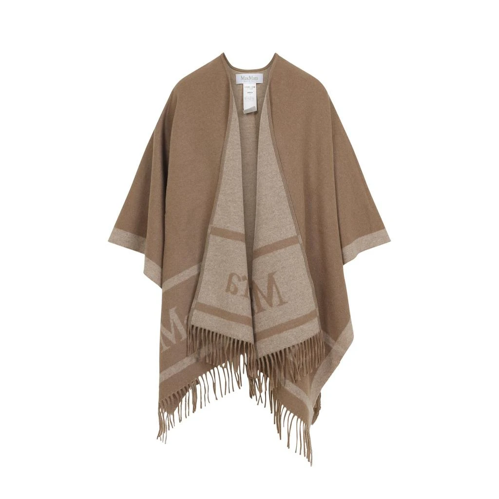 Max Mara Max Mara Logo Detailed Fringed Knit Cape 1
