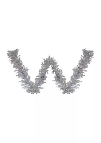 Northlight 9 X 12Inch Pre Lit Silver Tinsel Artificial Christmas Garland  Clear Lights
