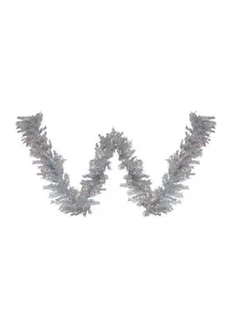 Northlight 9 X 12Inch Pre Lit Silver Tinsel Artificial Christmas Garland  Clear Lights 1