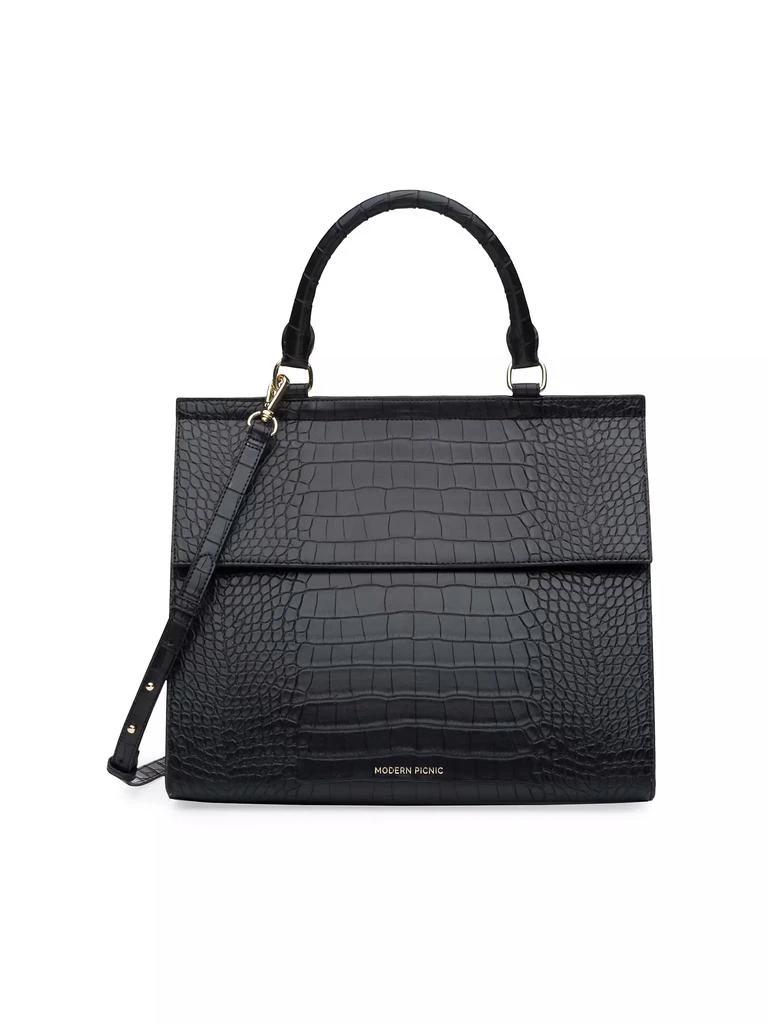 Modern Picnic The Large Luncher Crocodile-Embossed Vegan Leather Bag 1