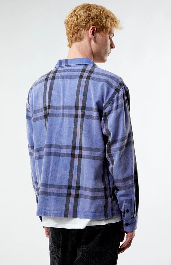 PacSun Blue Washed Cropped Flannel Shirt 3