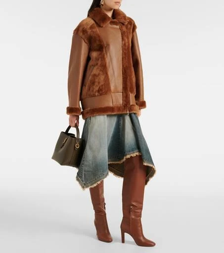 BLANCHA Shearling-trimmed leather jacket 2