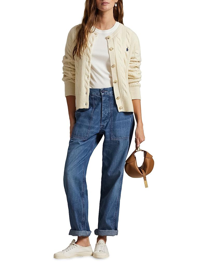 Ralph Lauren Cable-Knit Wool-Cashmere Cardigan