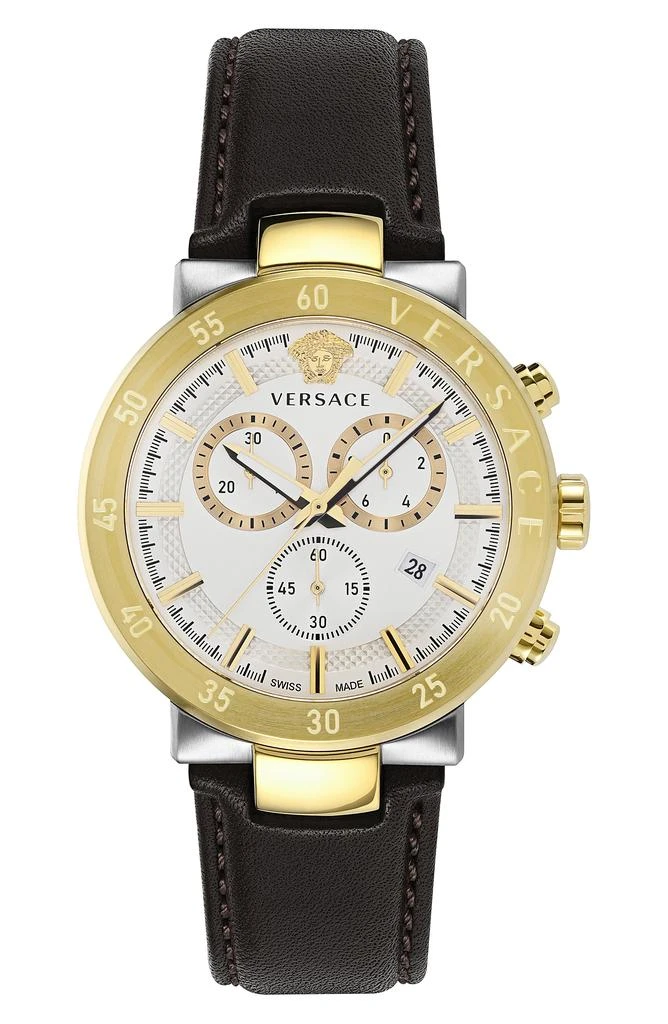 Versace Urban Mystique Quartz Chronograph Leather Strap Watch, 43mm 1