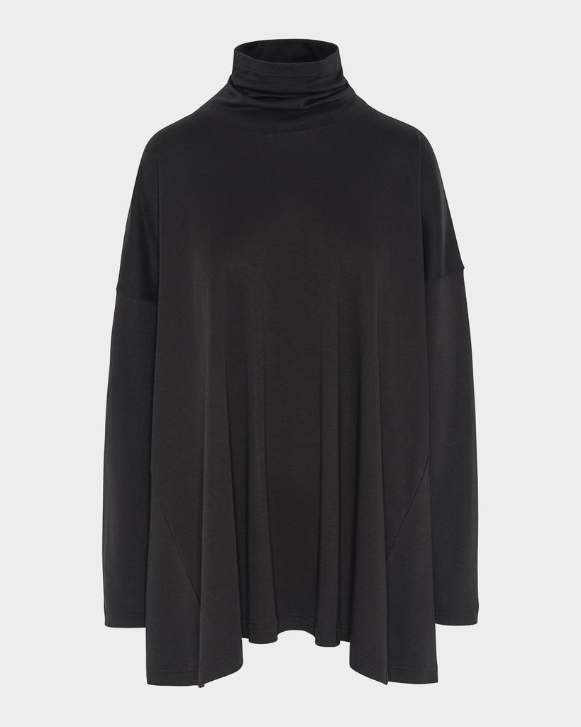 Eskandar Side Panelled Scrunch Neck T-Shirt (Long Length)
