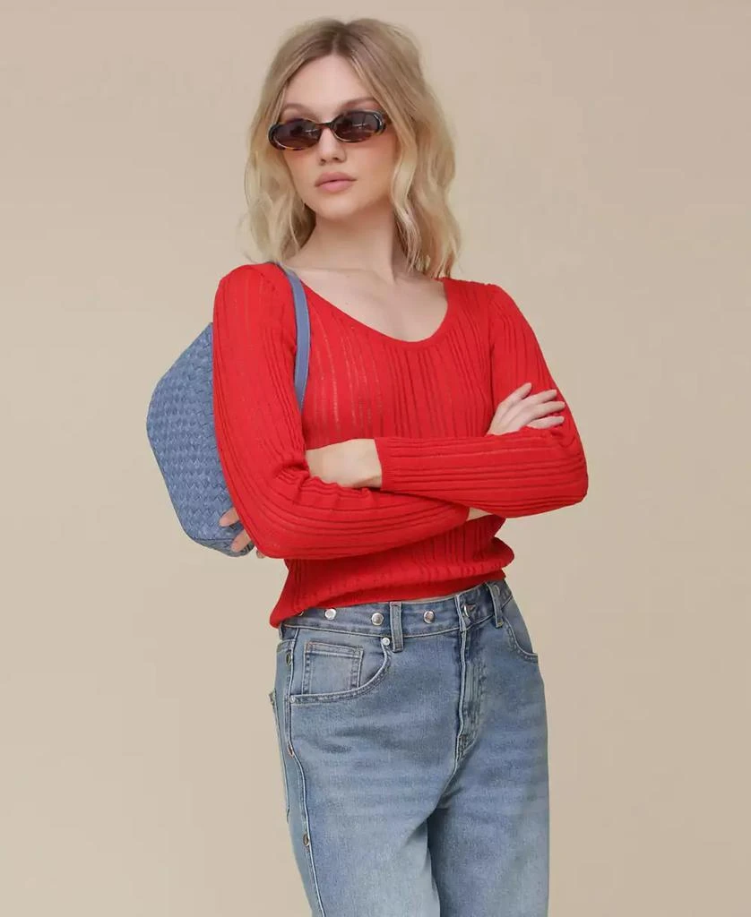 Avec Les Filles Women
s Scoop-Neck Pullover Sweater 6